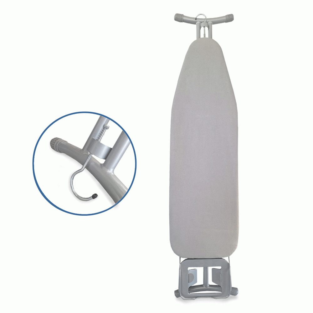 SKU: IB07 IRONING BOARD WITH IRON REST & HANGING HOOK - BOARD SIZE:90x30cm