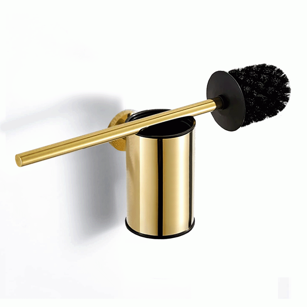 SKU: KLM703G ROUND S. STEEL WALL MOUNT TOILET BRUSH HOLDER 130mm GOLD