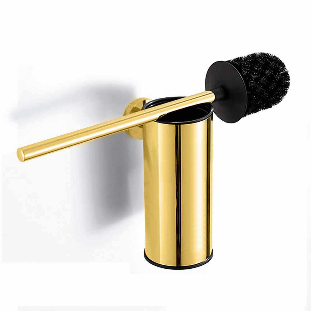SKU: KLM705G ROUND S. STEEL WALL MOUNT TOILET BRUSH HOLDER 190mm GOLD