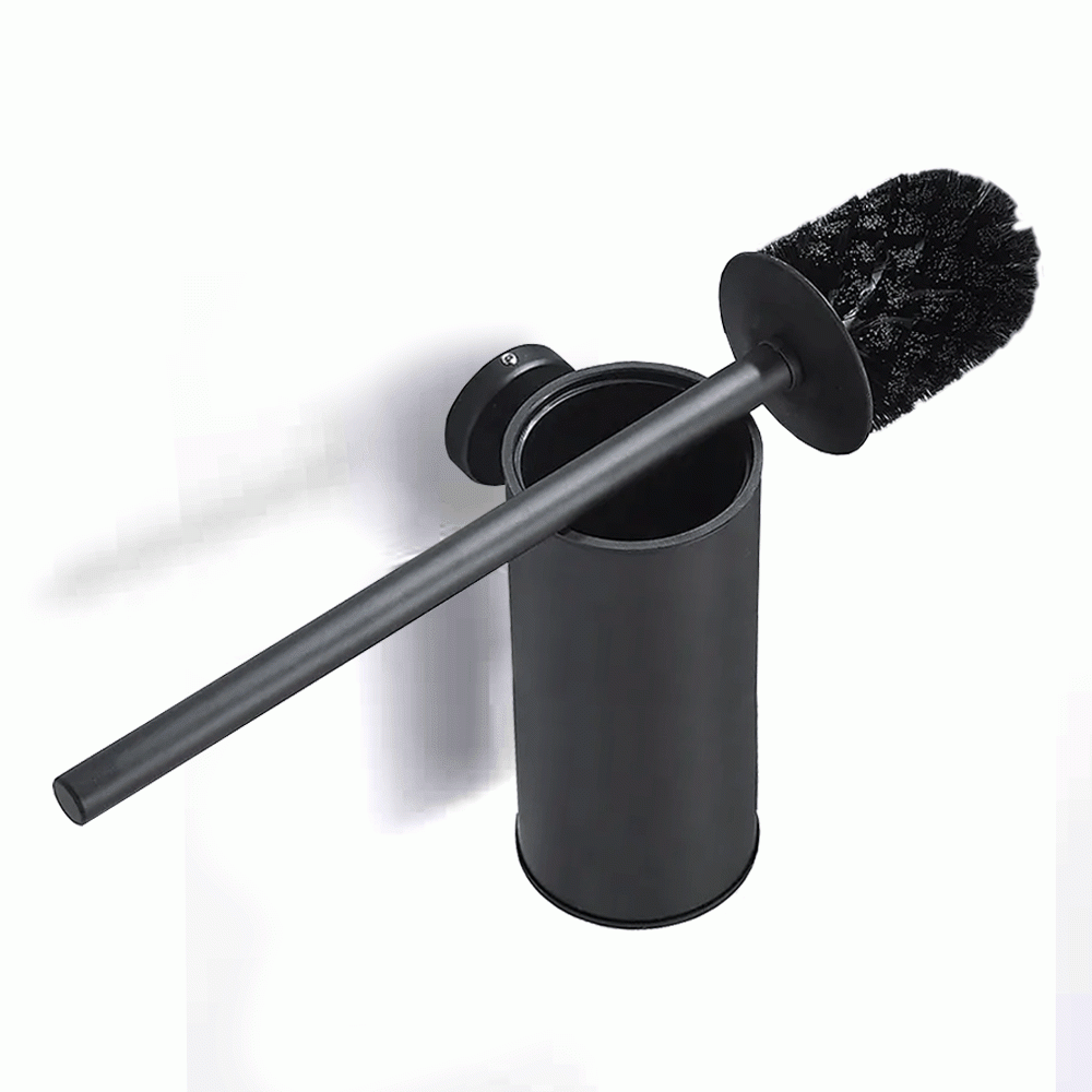 SKU: KLM705B ROUND S. STEEL WALL MOUNT TOILET BRUSH HOLDER 190mm BLACK