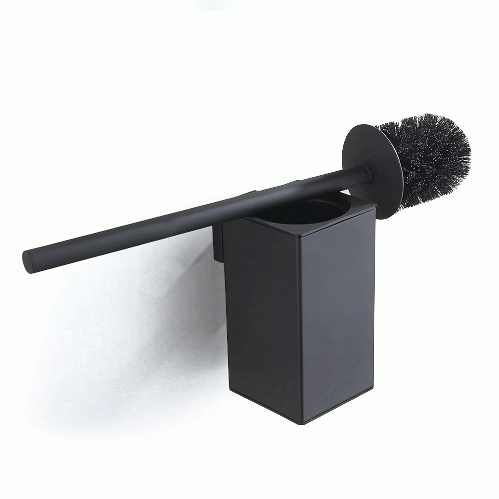 SKU: KLM710B SQUARE S. STEEL WALL MOUNT TOILET BRUSH HOLDER 150mm BLACK