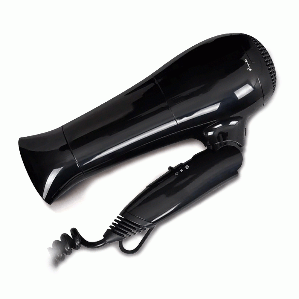 SKU: F2 FOLDABLE HAIR DRYER WITH SPIRAL CORD 1800-2100W BLACK