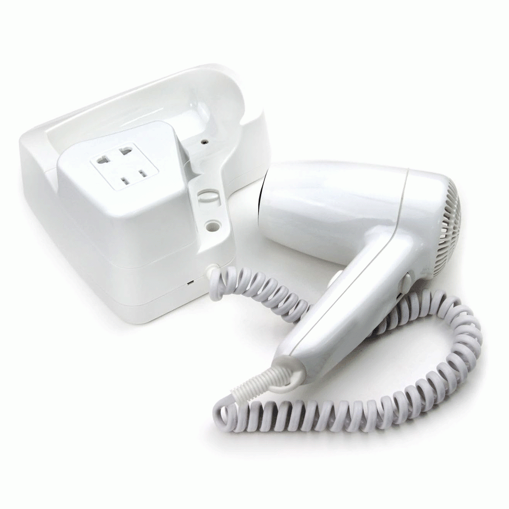 SKU: D01A-W WALL MOUNTED HAIR DRYER WITH SHAVER SOCKET 1200W WHITE