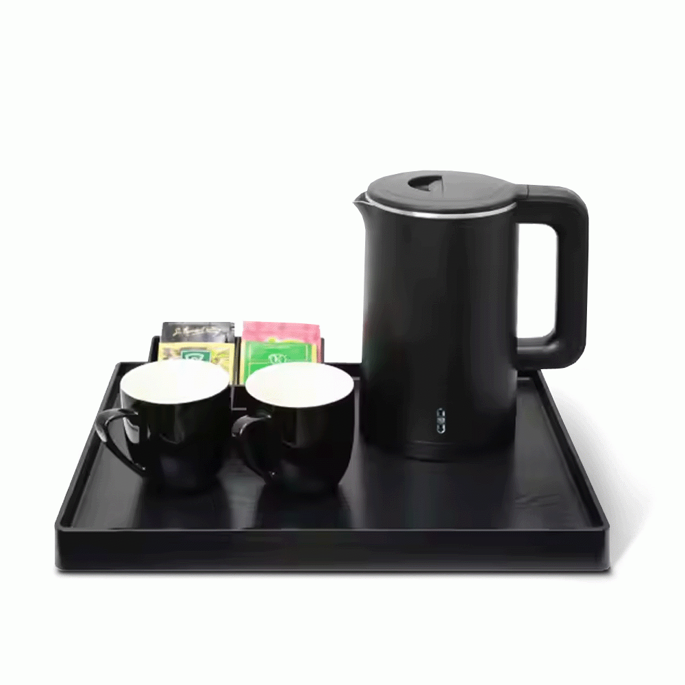 SKU: C-1L ABS WELCOME TRAY DOUBLE LAYER WITH LEATHER WRAPPED BLACK