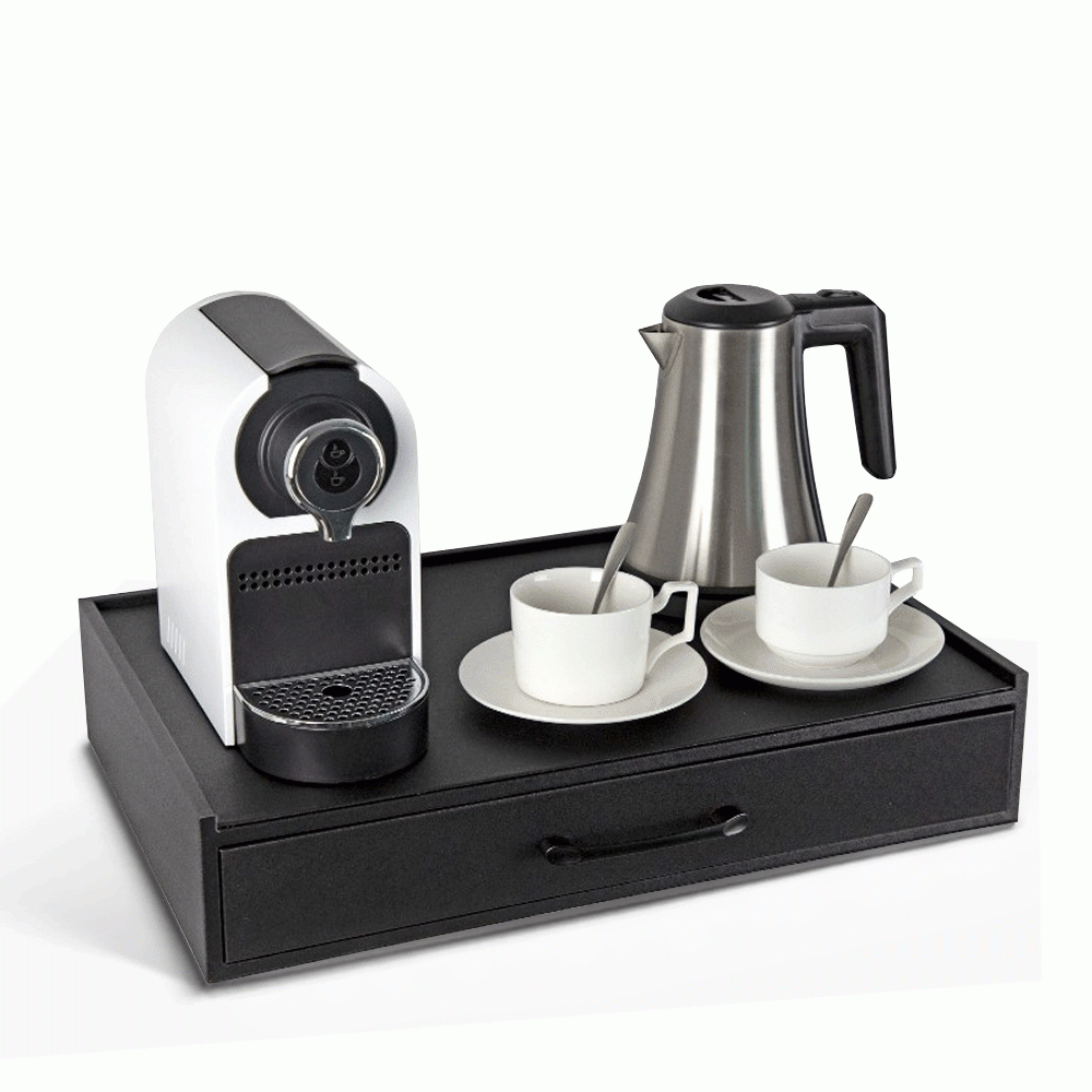 SKU: L13-H1208 SET KETTLE 0.8L & PU LEATHER TRAY WITH DRAWER