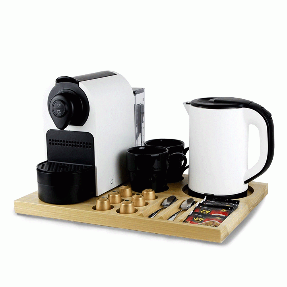 SKU: N42WNAT-H1268B&W SET KETTLE 0.8L & WOODEN TRAY
