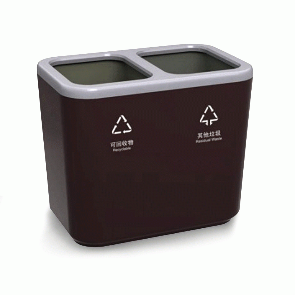 SKU: HS-DL-01 ABS + PU LEATHER 2 COMPARTMENT RECYCLING BIN