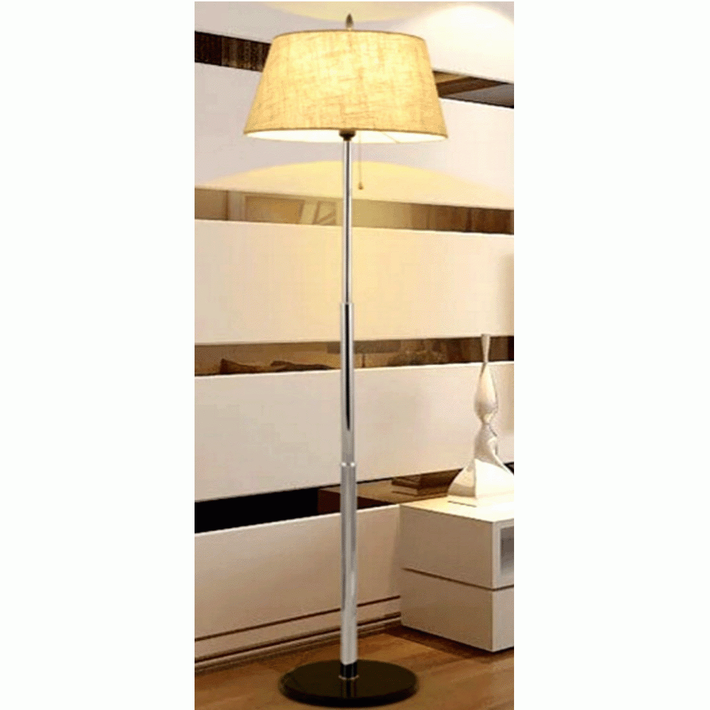 L-06 FLOOR LAMP WITH MARBLE BASE AND PULL CHAIN SWITCH - S. STEEL