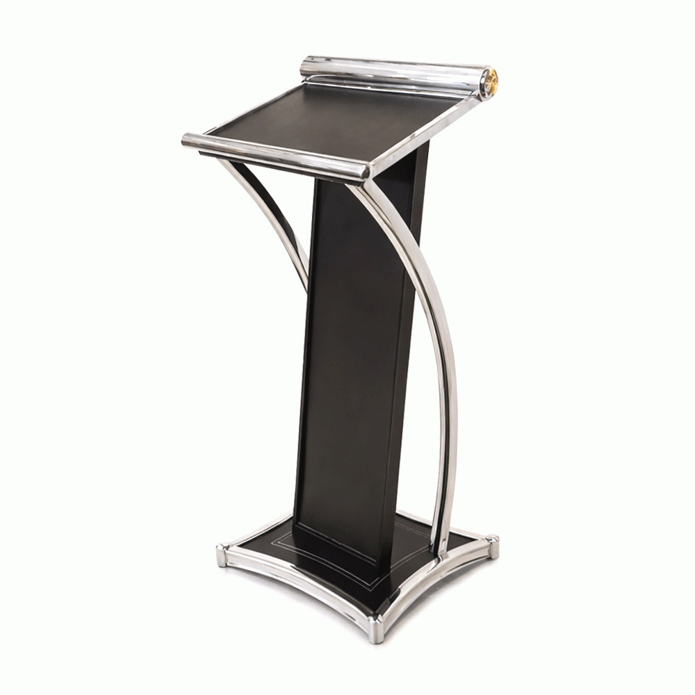 SKU: HS-026 PODIUM STAND STAINLESS STEEL + LEATHER
