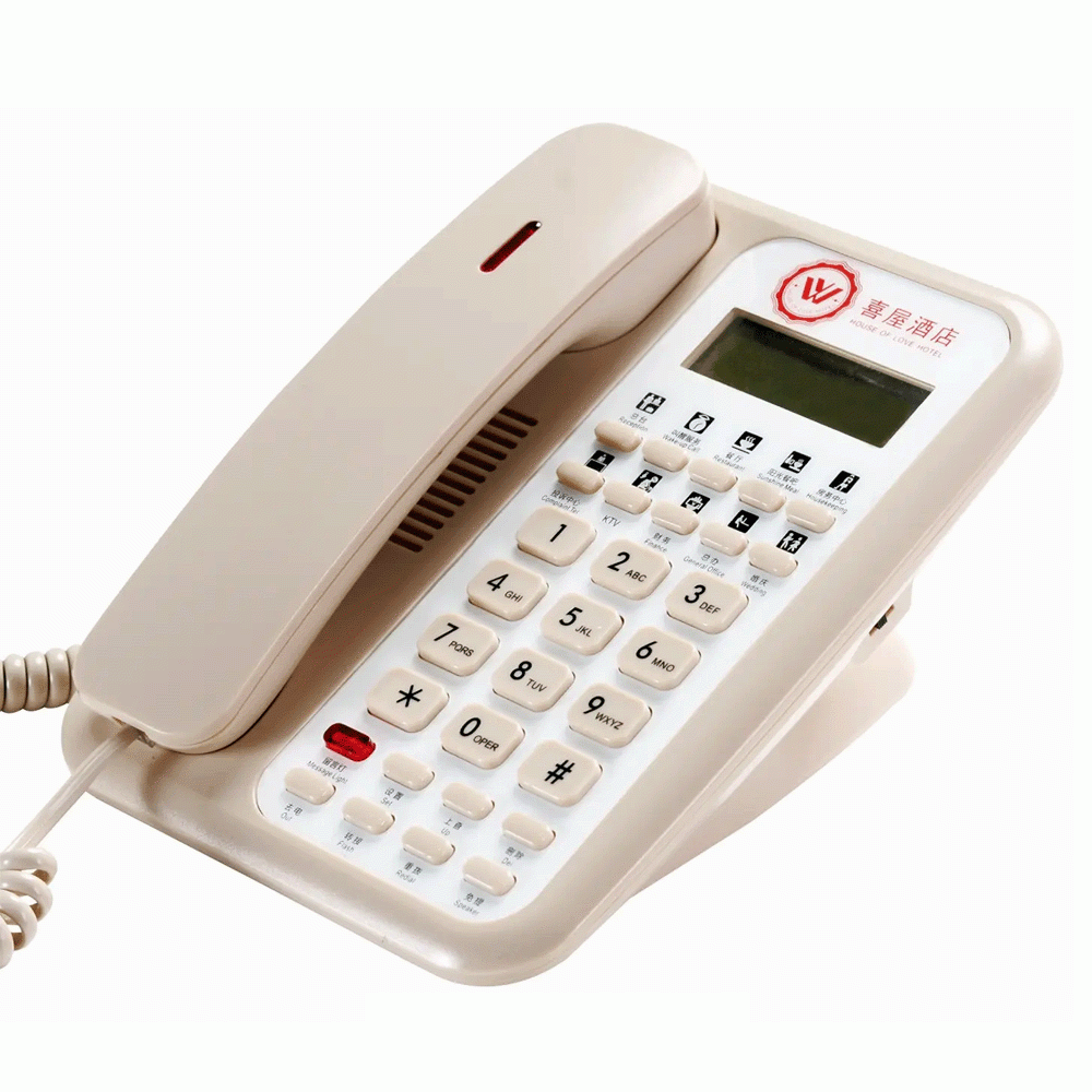 ACE-8902B-BEIG TELEPHONE WITH DISPLAY FOR HOTEL ROOM - UV OIL MATT BEIGE