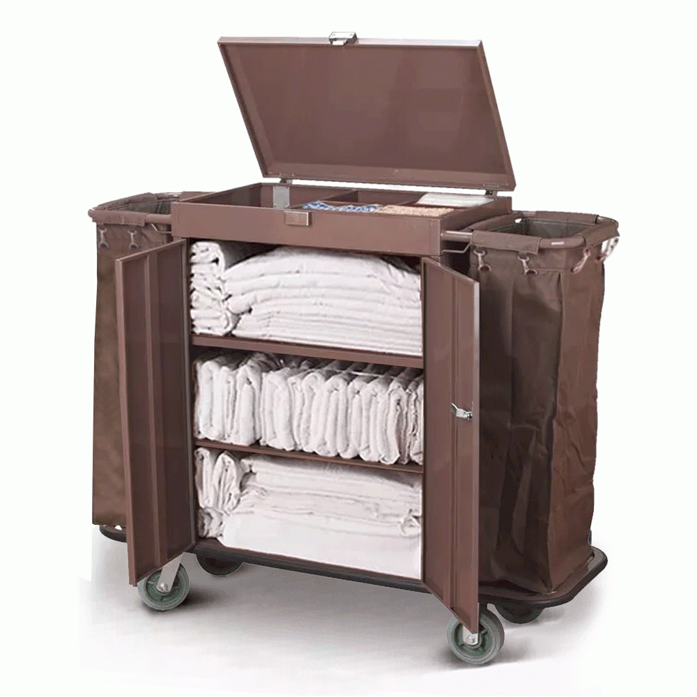 SKU: MC-F038 HOUSEKEEPING TROLLEY WITH 2 LAUNDRY BAGS AND DOORS