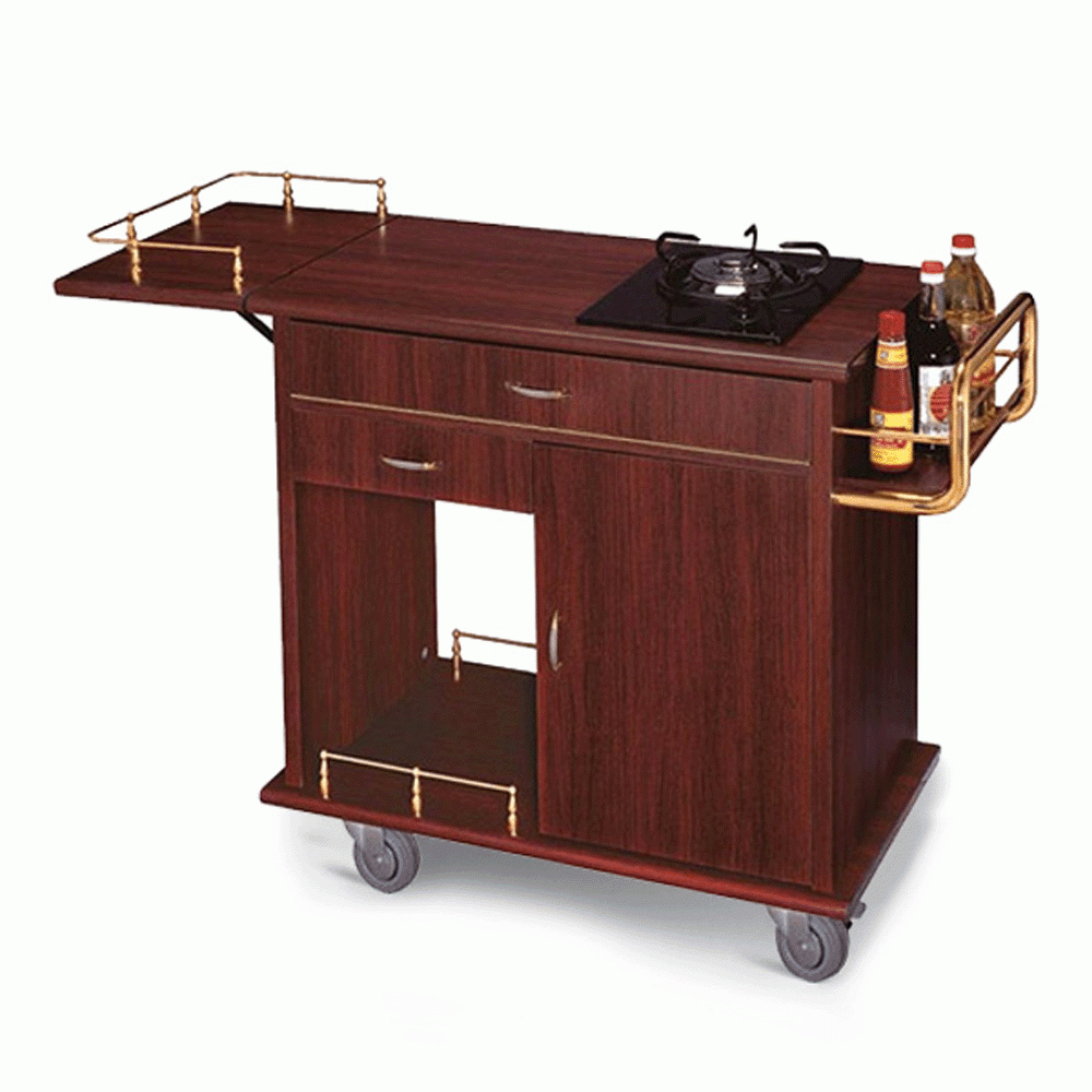 HZ-G27 WOODEN FLAMBE TROLLEY WITH 1 GAS STOVE