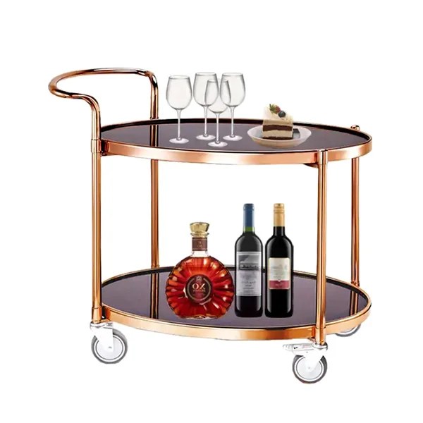HS-MCG050 TWO-LAYER OVAL SERVICE TROLLEY - ROSE GOLD
