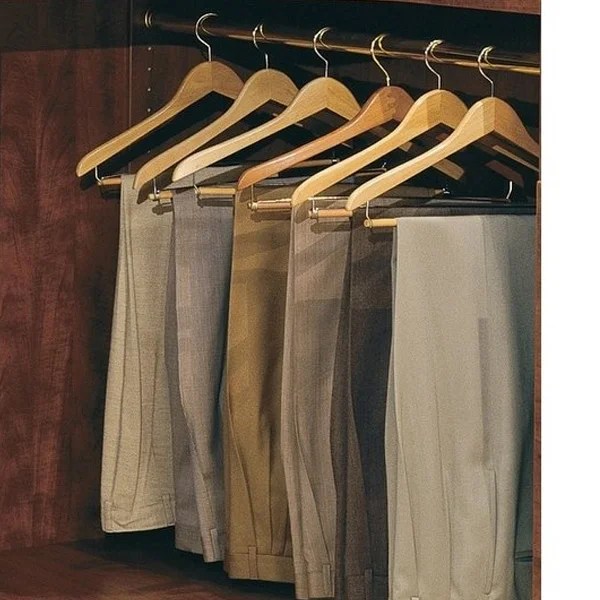 1006 WOODEN CLOTHES HANGER WITH NON-SLIP PANT BAR 44.5×23x1.2cm