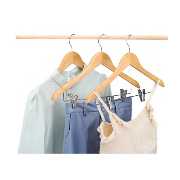 6125NS WOODEN CLOTHES HANGER WITH CLIPS 44.5x1.2cm