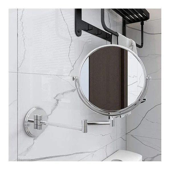 HT-67 SILVER WALL MOUNTED MAGNIFYING MIRROR 8"