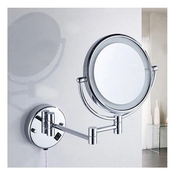 HS-519 WALL MOUNTED MAGNIFYING MIRROR WITH LED LIGHT 8"