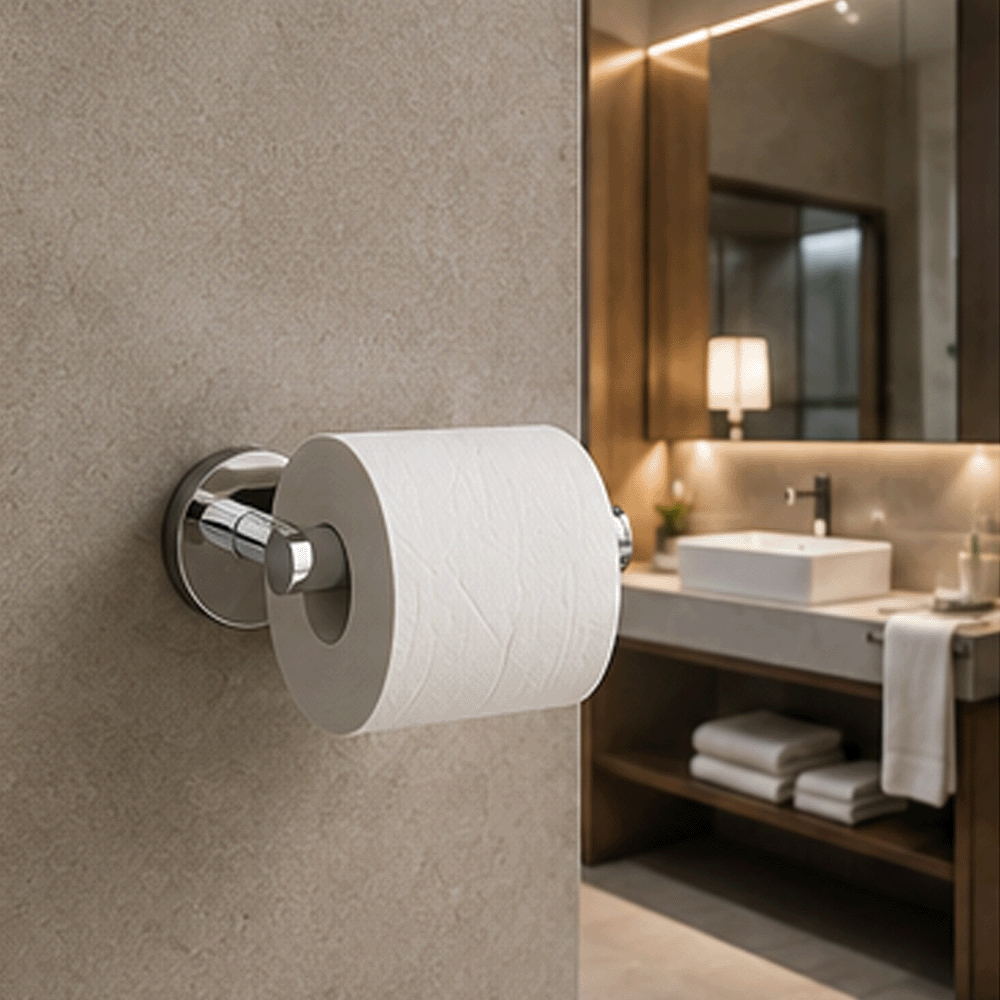 WALL MOUNTED SINGLE TOILET ROLL HOLDER S.STEEL