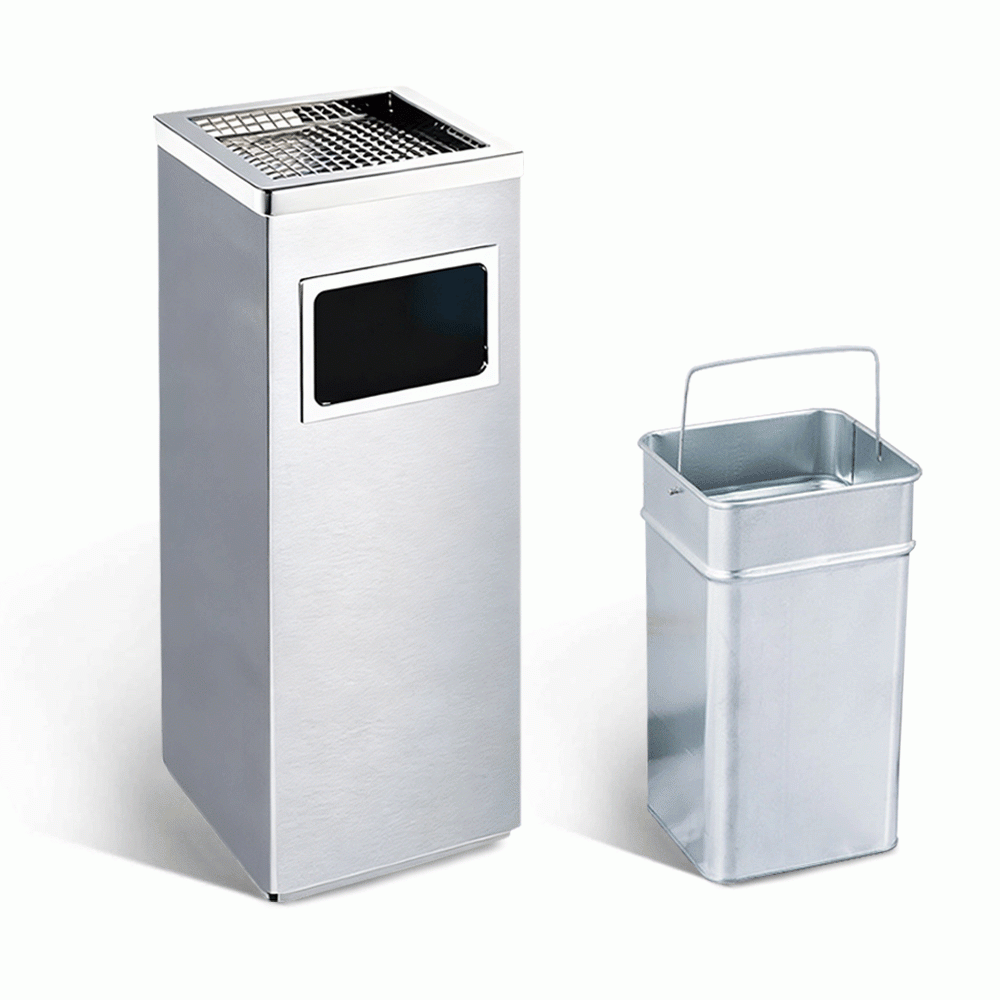 SKU: HS-B161S STANDING BIN WITH ASHTRAY STAINLESS STEEL