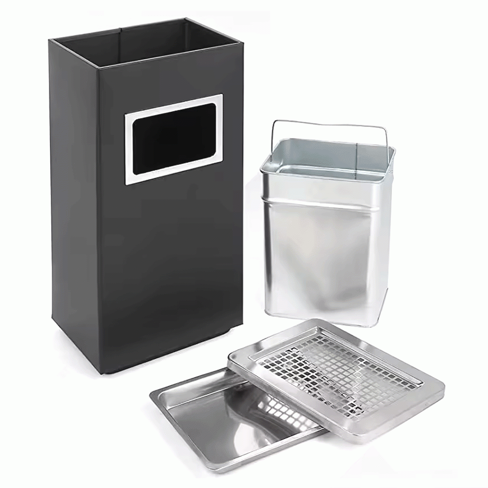 SKU: HS-D011 STANDING BIN WITH ASHTRAY STAINLESS STEEL