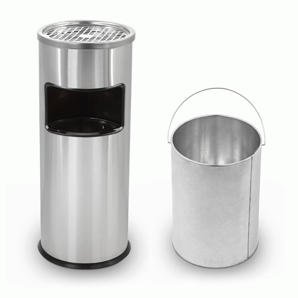 SKU: HS-D232 STANDING BIN WITH ASHTRAY STAINLESS STEEL
