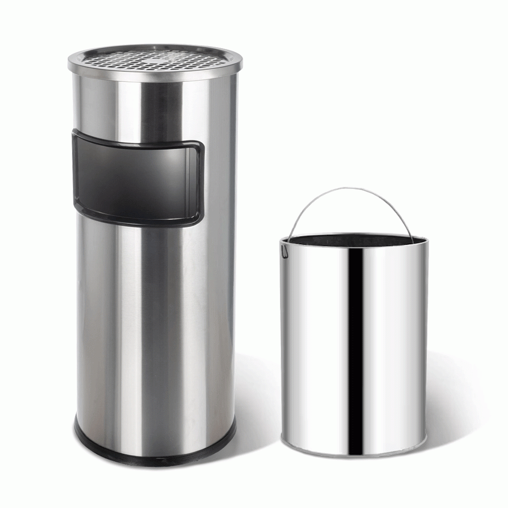 SKU: HS-B97B STANDING BIN WITH ASHTRAY STAINLESS STEEL