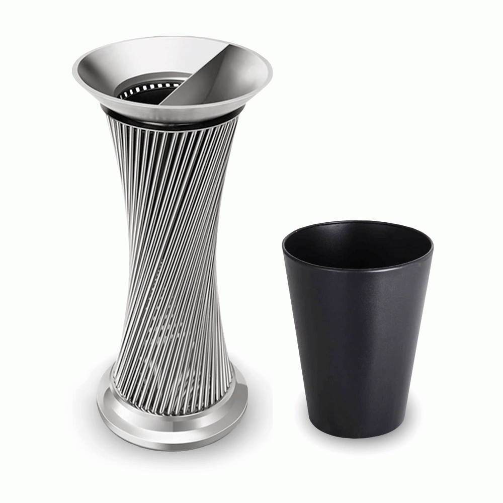 SKU: MC-D076S STANDING BIN WITH ASHTRAY STAINLESS STEEL