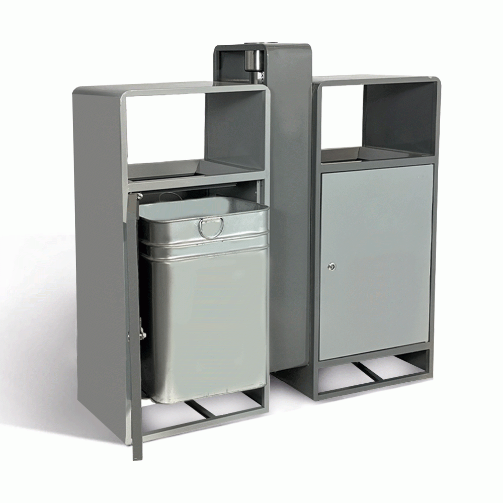 SKU: HS-194S TWO COMPARTMENTS RECYCLE WASTE BIN WITH ASHTRAY