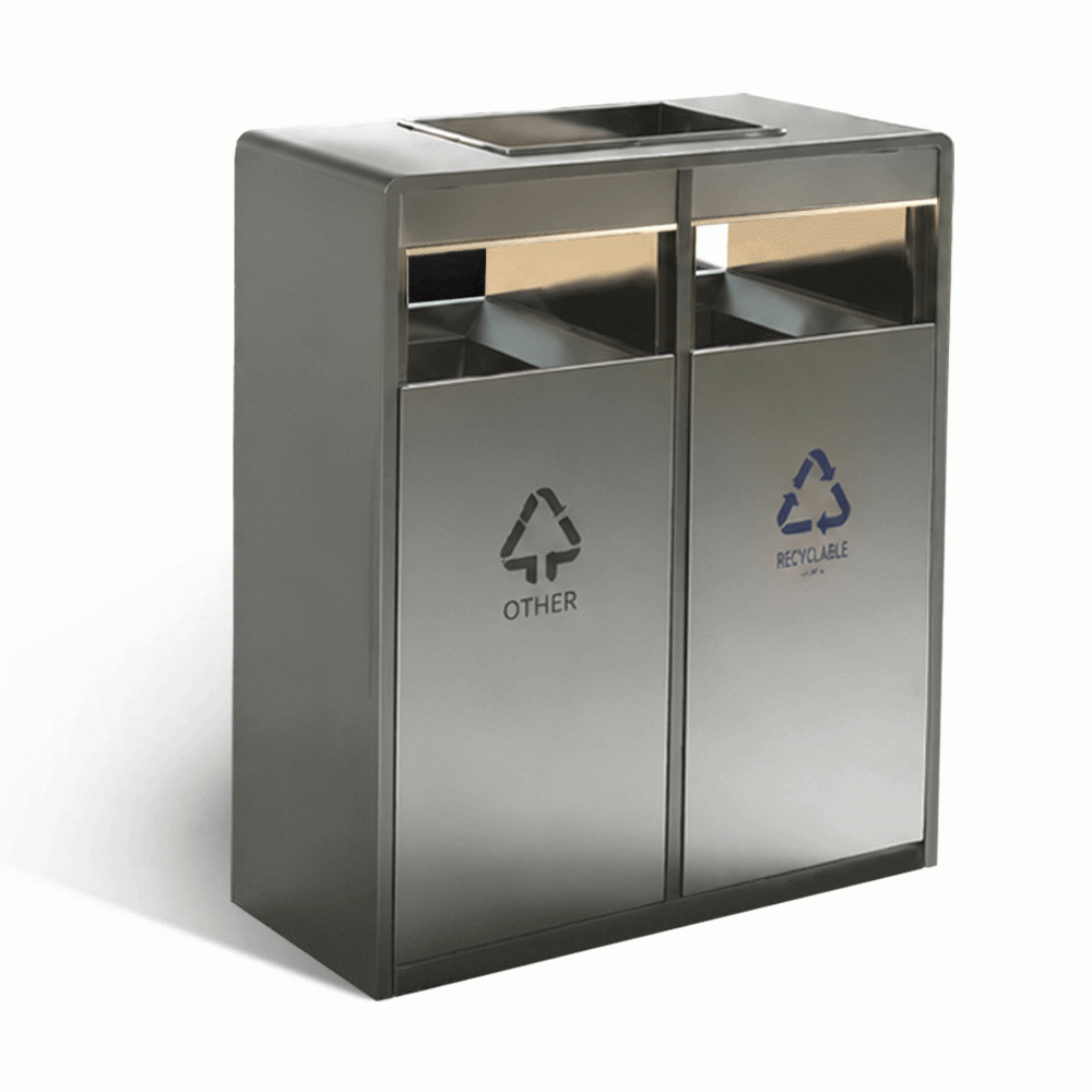 SKU: HS-182 TWO COMPARTMENTS RECYCLE WASTE BIN