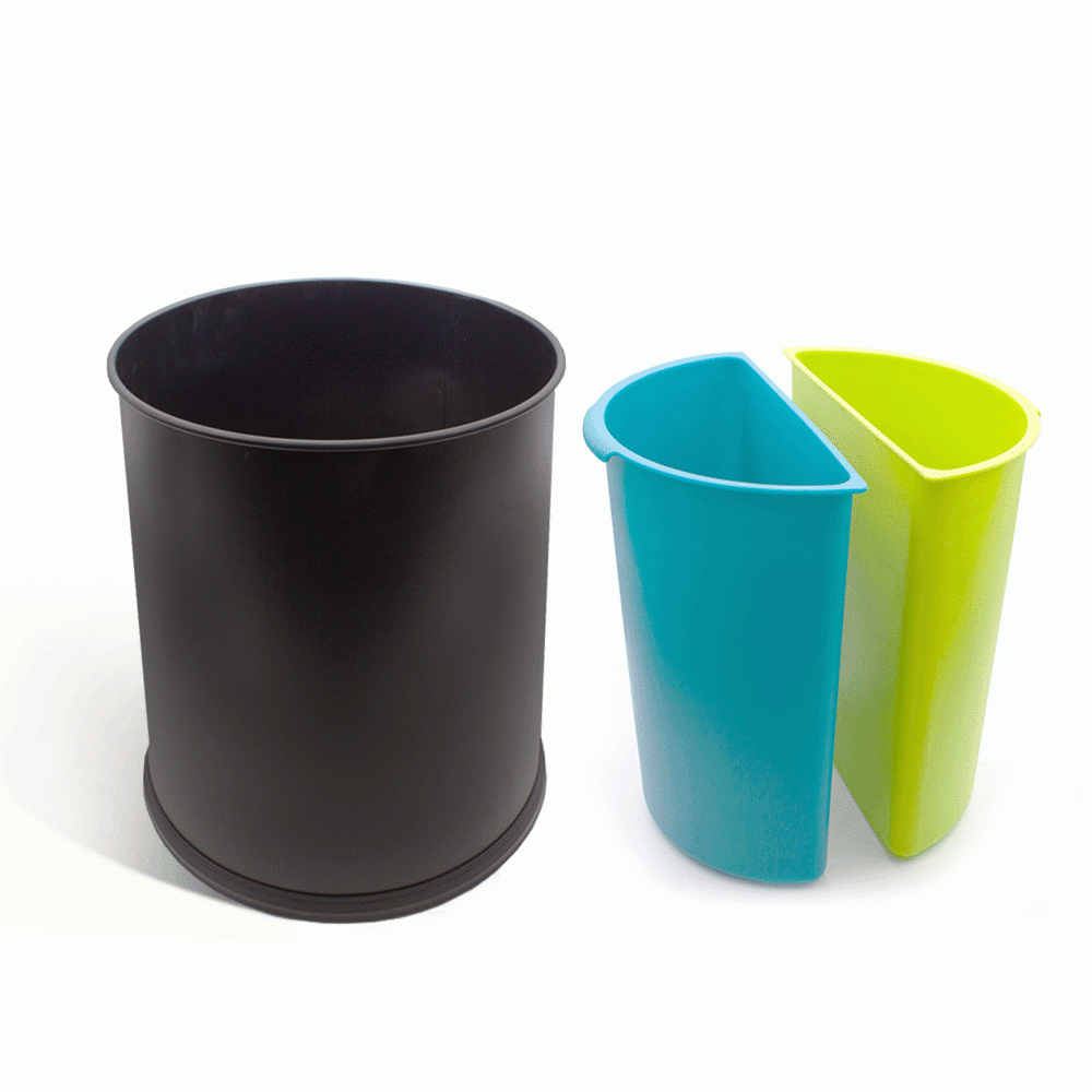 SKU: RB-108A OPEN TOP 2 COMPARTMENTS METAL RECYCLE WASTE BIN