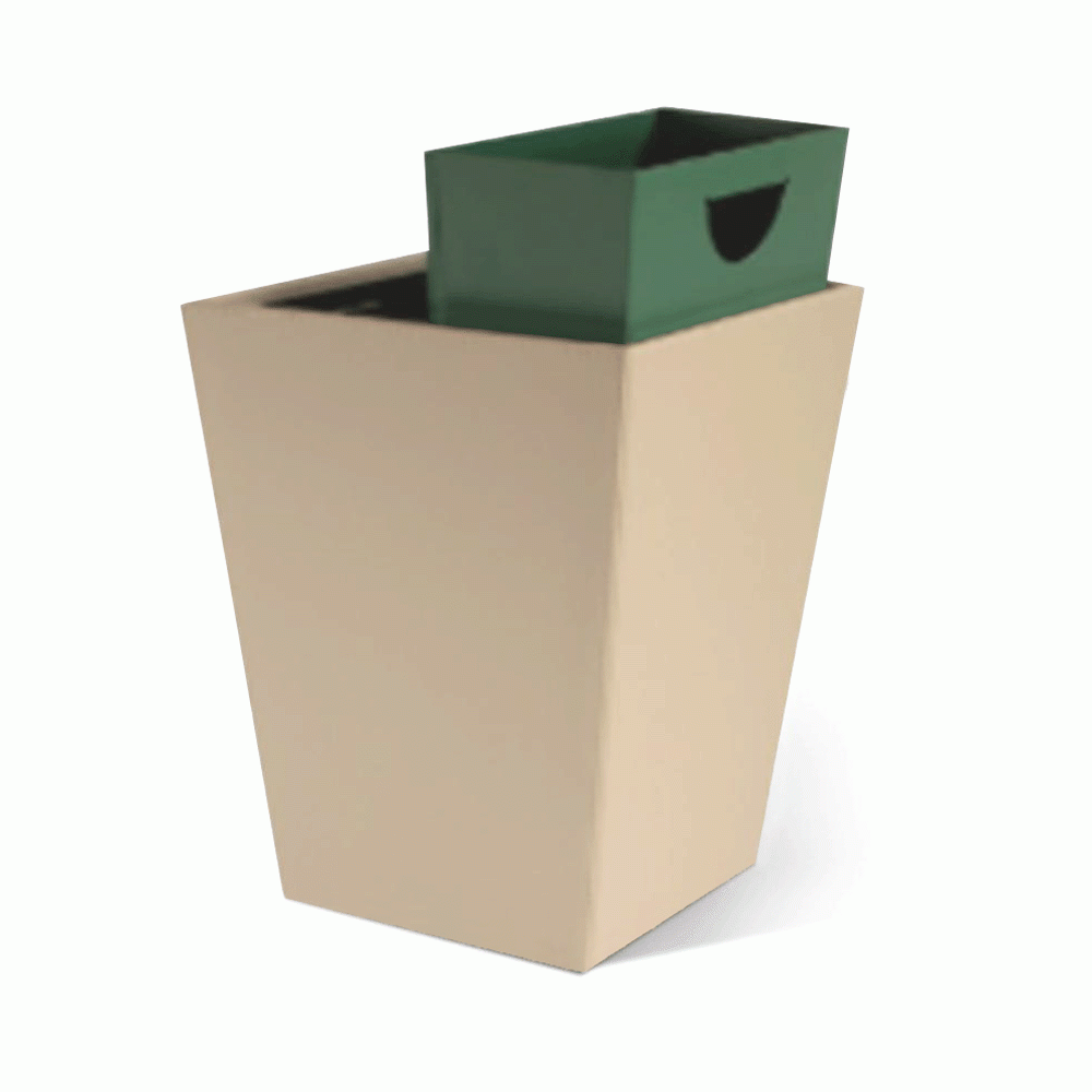 SKU: RD-12 OPEN TOP 2 COMPARTMENTS PU LEATHER RECYCLE WASTE BIN