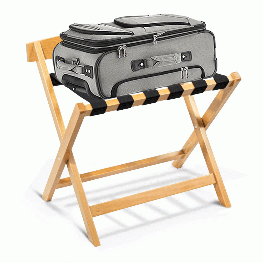 SKU: HS-1A WOODEN LUGGAGE RACK WITH BACKREST NATURE
