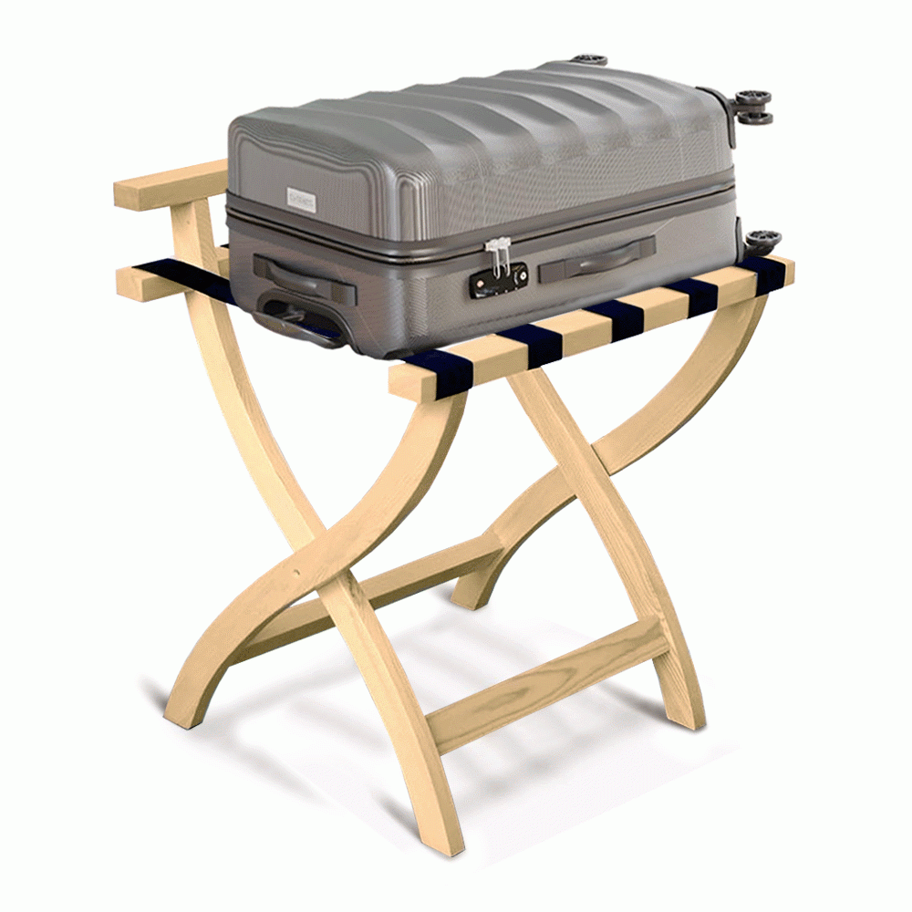 SKU: HS604547 WOODEN LUGGAGE RACK WITH BACKREST NATURE