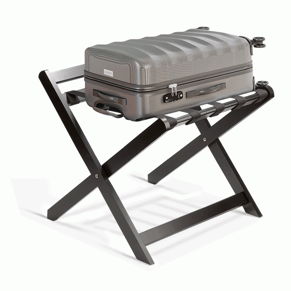 SKU: HS605558-1 WOODEN LUGGAGE RACK WITH BACKREST BLACK