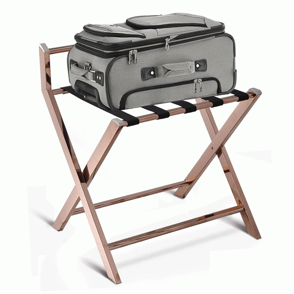 SKU: HS604567-1 LUGGAGE RACK WITH BACKREST ROSE GOLD