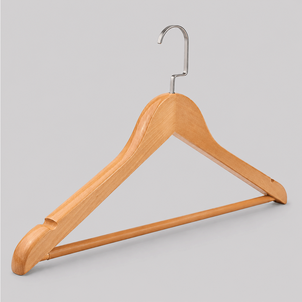 WOODEN CLOTHES HANGER WITH SHOULDER NOTCHES 44.5x2cm
