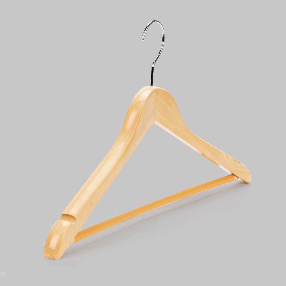 WOODEN CLOTHES HANGER WITH SHOULDER NOTCHES 44.5x2cm