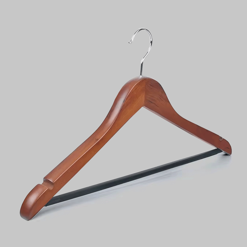 WOODEN CLOTHES HANGER WITH SHOULDER NOTCHES 44.5x2cm