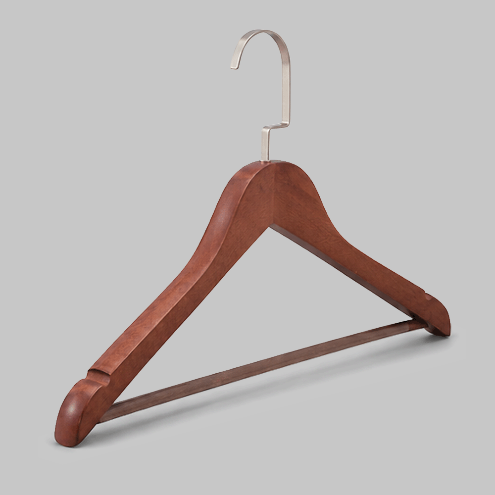 WOODEN CLOTHES HANGER WITH SHOULDER NOTCHES 44.5x2cm