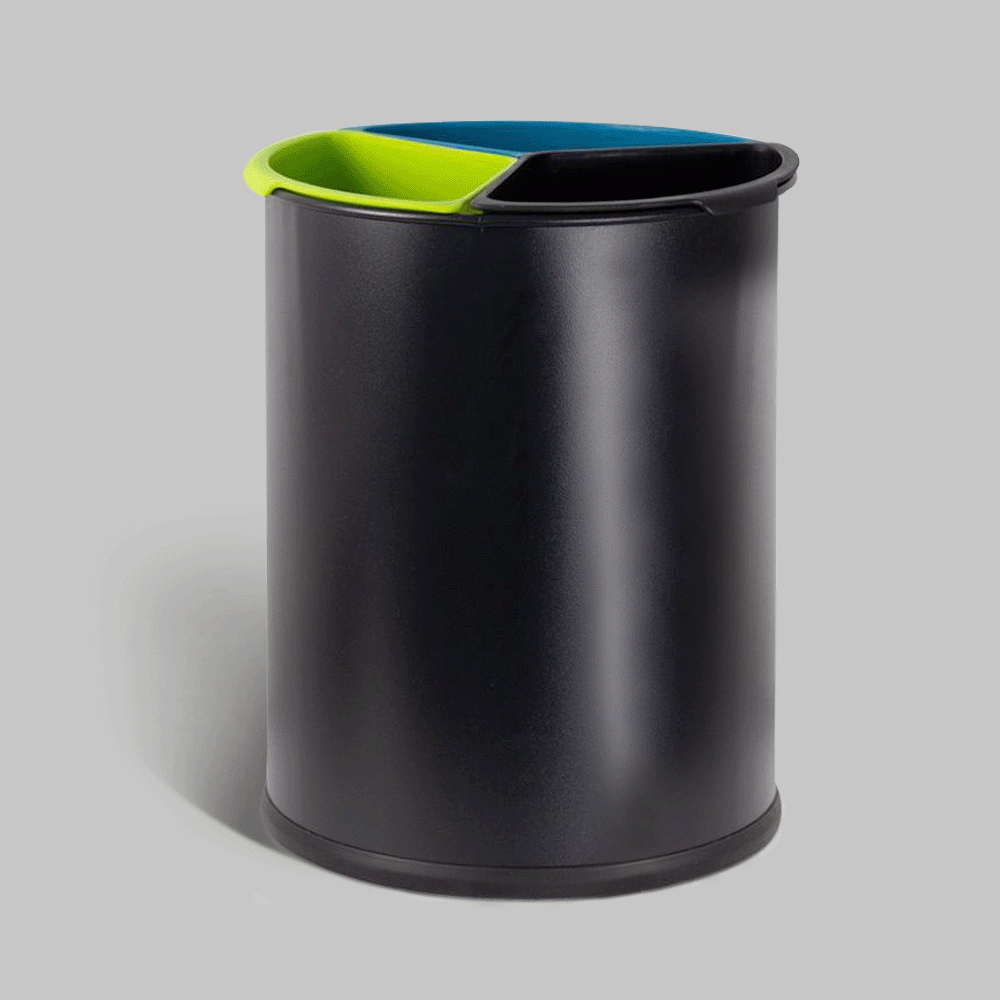 SKU: RB-107A OPEN TOP 3 COMPARTMENTS METAL RECYCLE WASTE BIN