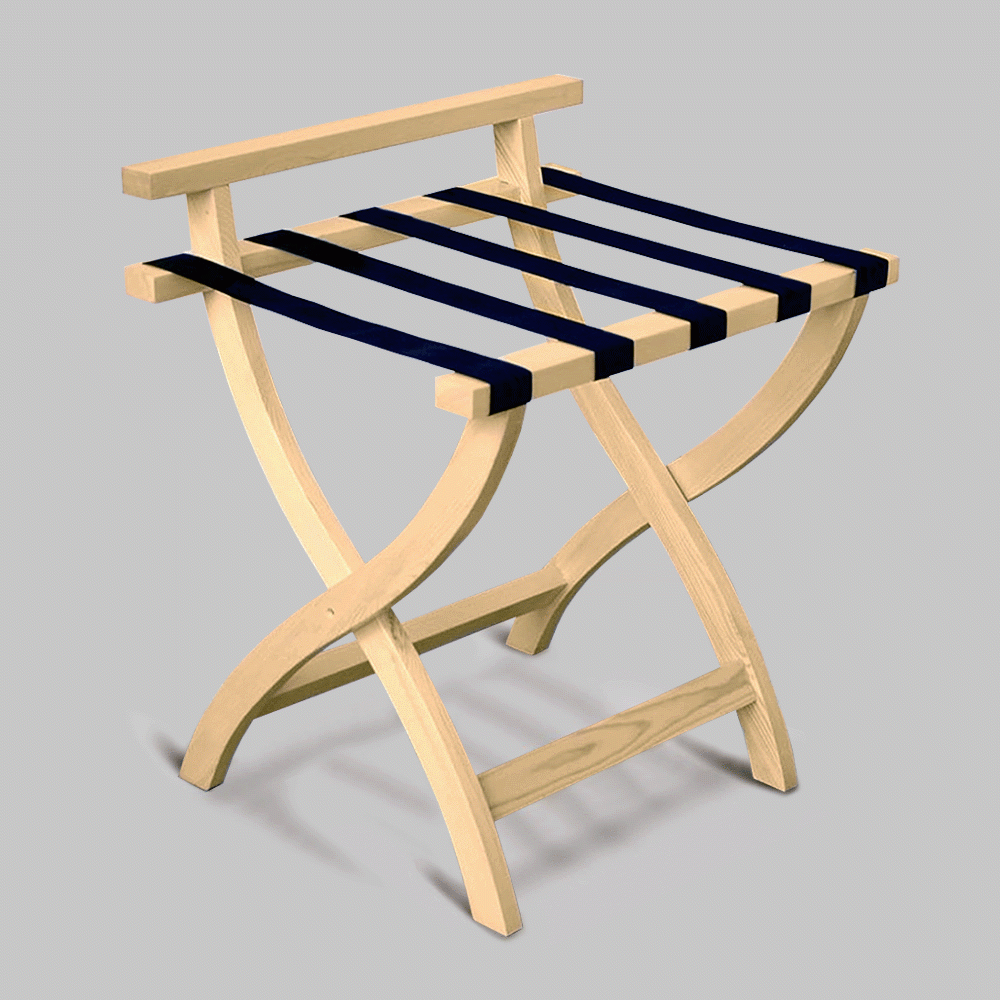 SKU: HS604547 WOODEN LUGGAGE RACK WITH BACKREST NATURE