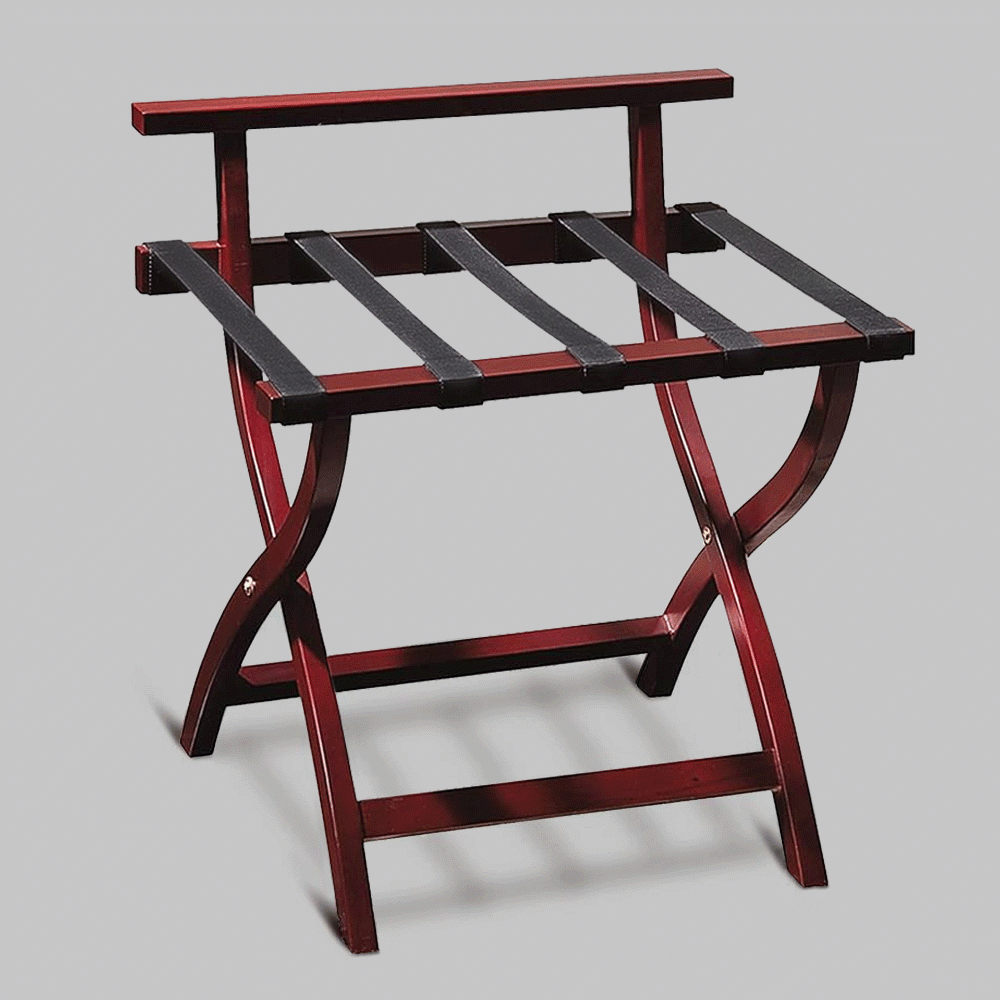 SKU: K018 WOODEN LUGGAGE RACK WITH BACKREST BROWN
