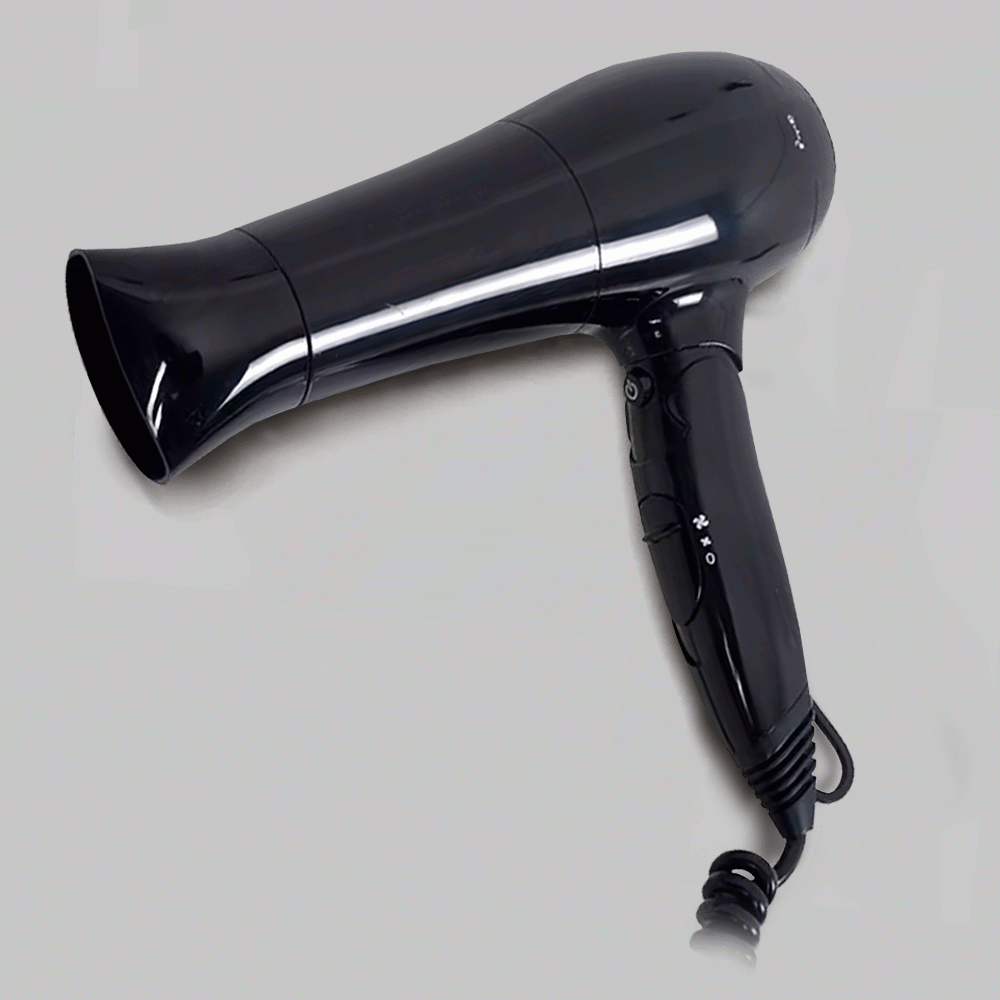 SKU: F2 FOLDABLE HAIR DRYER WITH SPIRAL CORD 1800-2100W BLACK