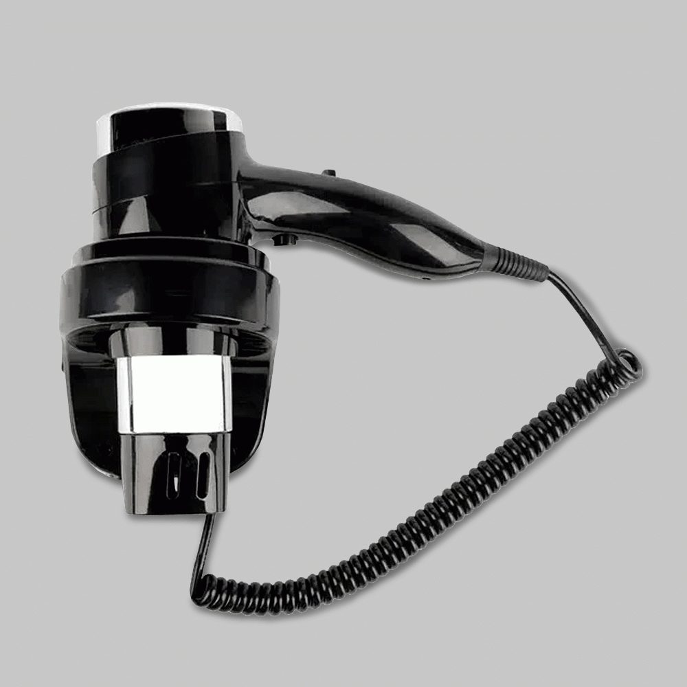 SKU: D08B WALL MOUNTED HAIR DRYER 1600W BLACK