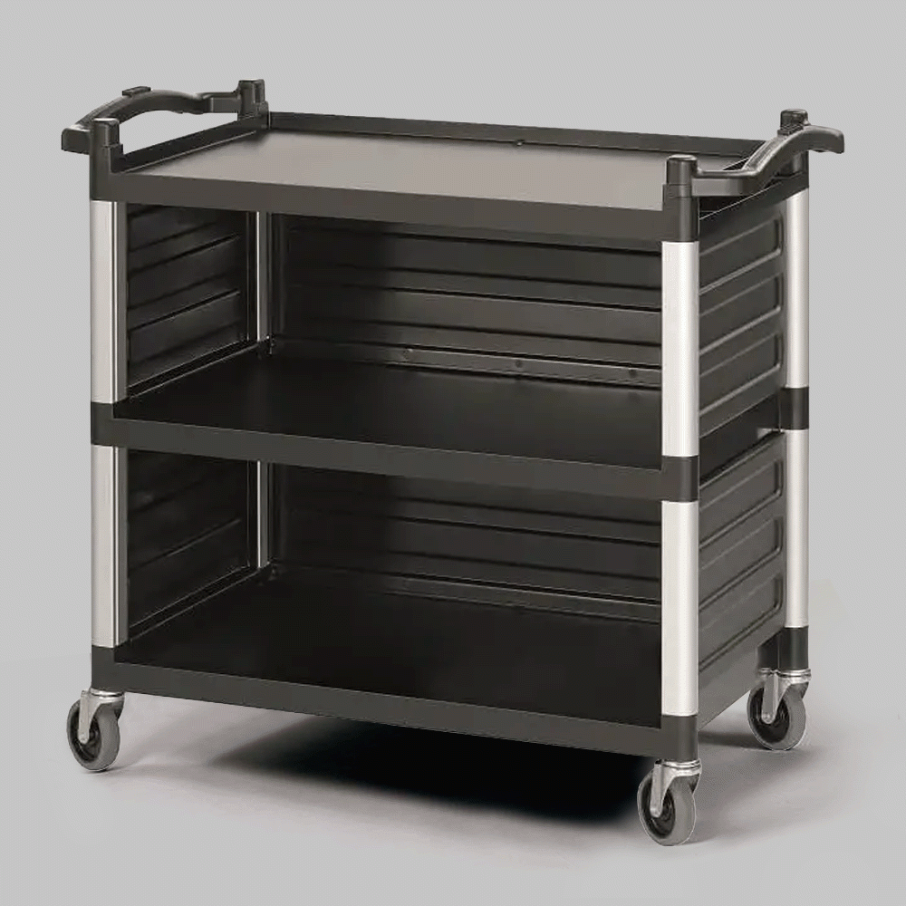SKU: TSA300V ENCLODED UTILITY TROLLEY 3 SHELVES