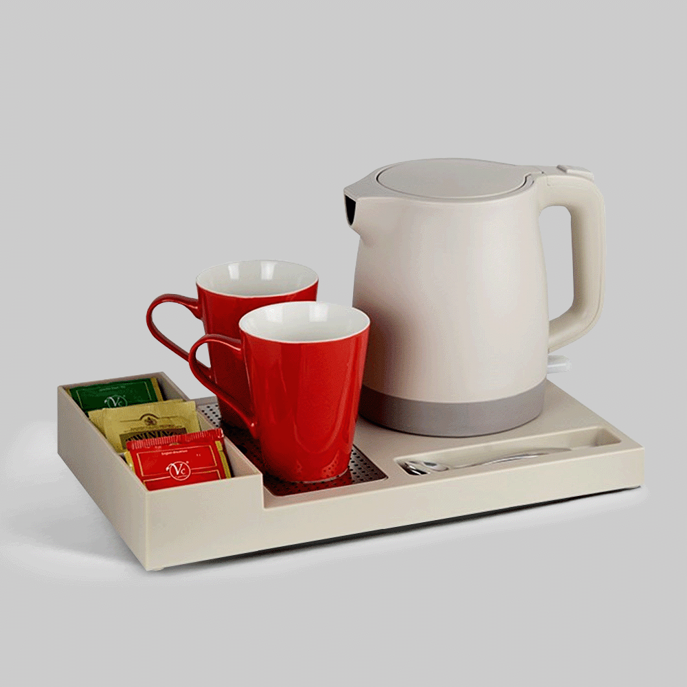 SKU: P-K83KHAKI KETTLE 0.8L WITH TRAY SET