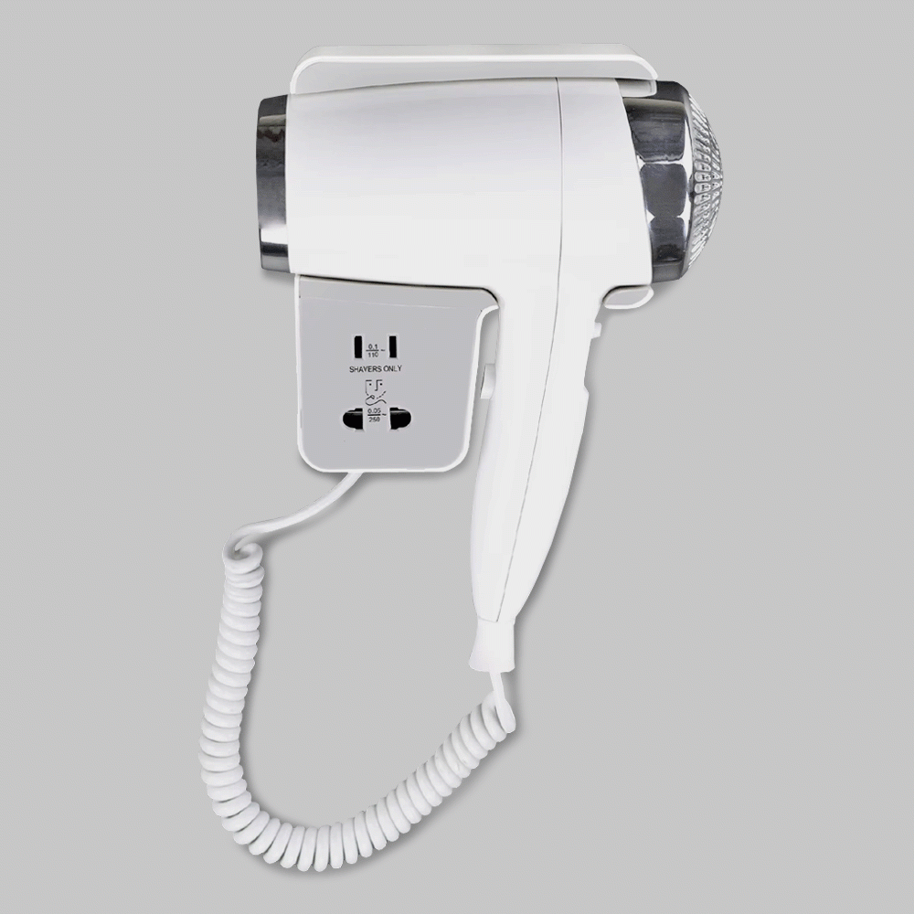 SKU: D11 WALL MOUNTED HAIR DRYER WITH SHAVER SOCKET 1800W WHITE
