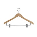 1002 ANTI-THEFT WOODEN CLOTHES HANGER WITH CLIPS 44.5x24x1.2cm