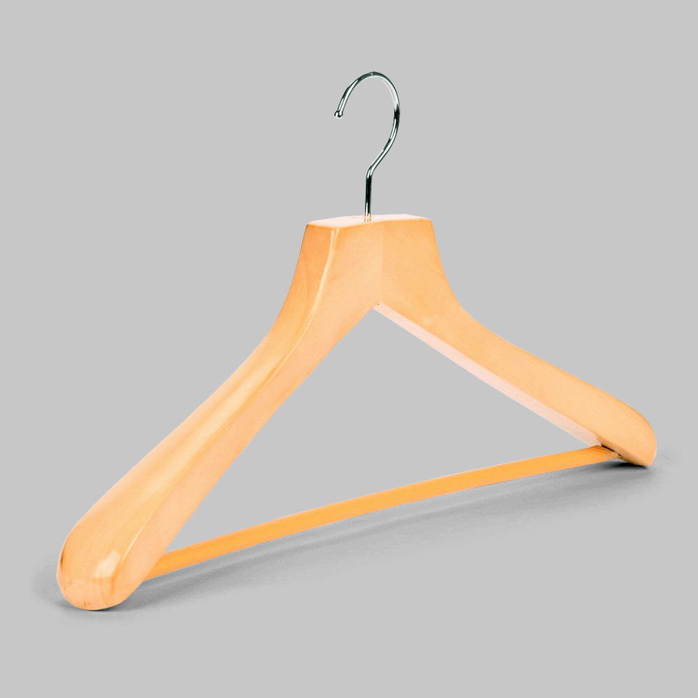 WOODEN CLOTHES HANGER WITH EXTRA-WIDE SHOULDER 44.5×4.5cm