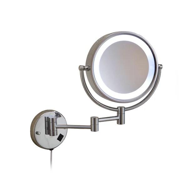HS-529 WALL MOUNTED MAGNIFYING MIRROR WITH LED LIGHT SILVER 8.5"